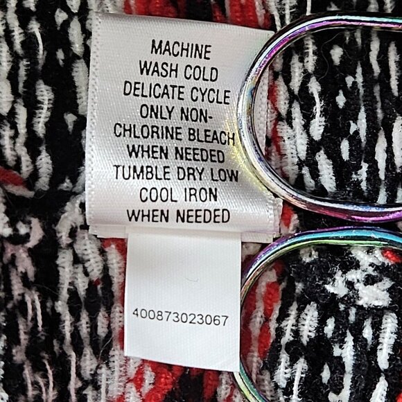 Croft & Barrow Cardigan Women L Black Red White Geo Christams Boho Soft Chenille - Picture 12 of 13